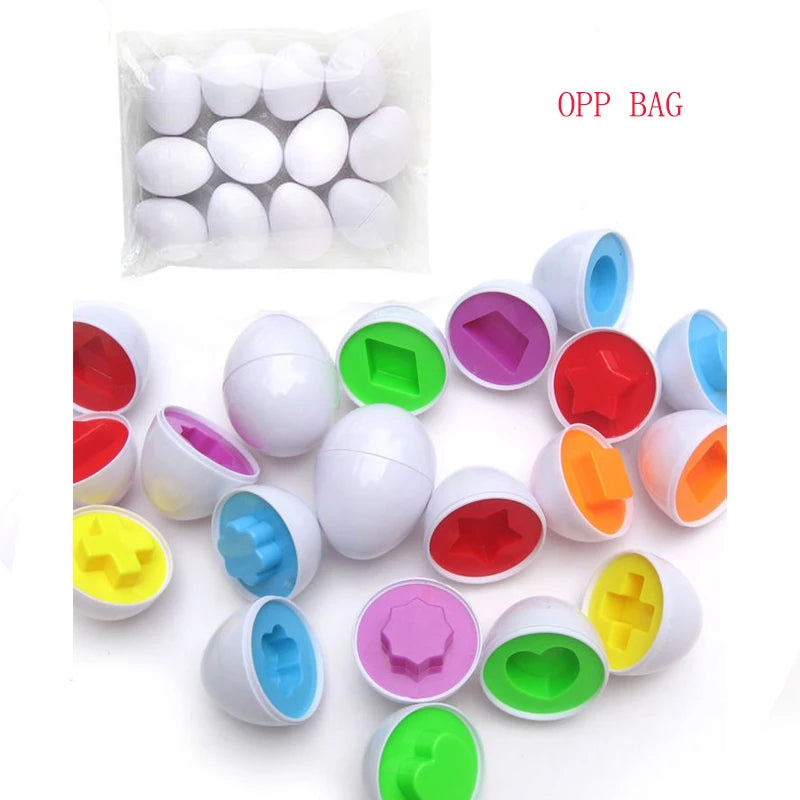 6/12PCS Montessori Smart Eggs in Cup Education Early Learning Geometric Shape Math Alphabet Puzzle Sorter Game Baby Toy Children