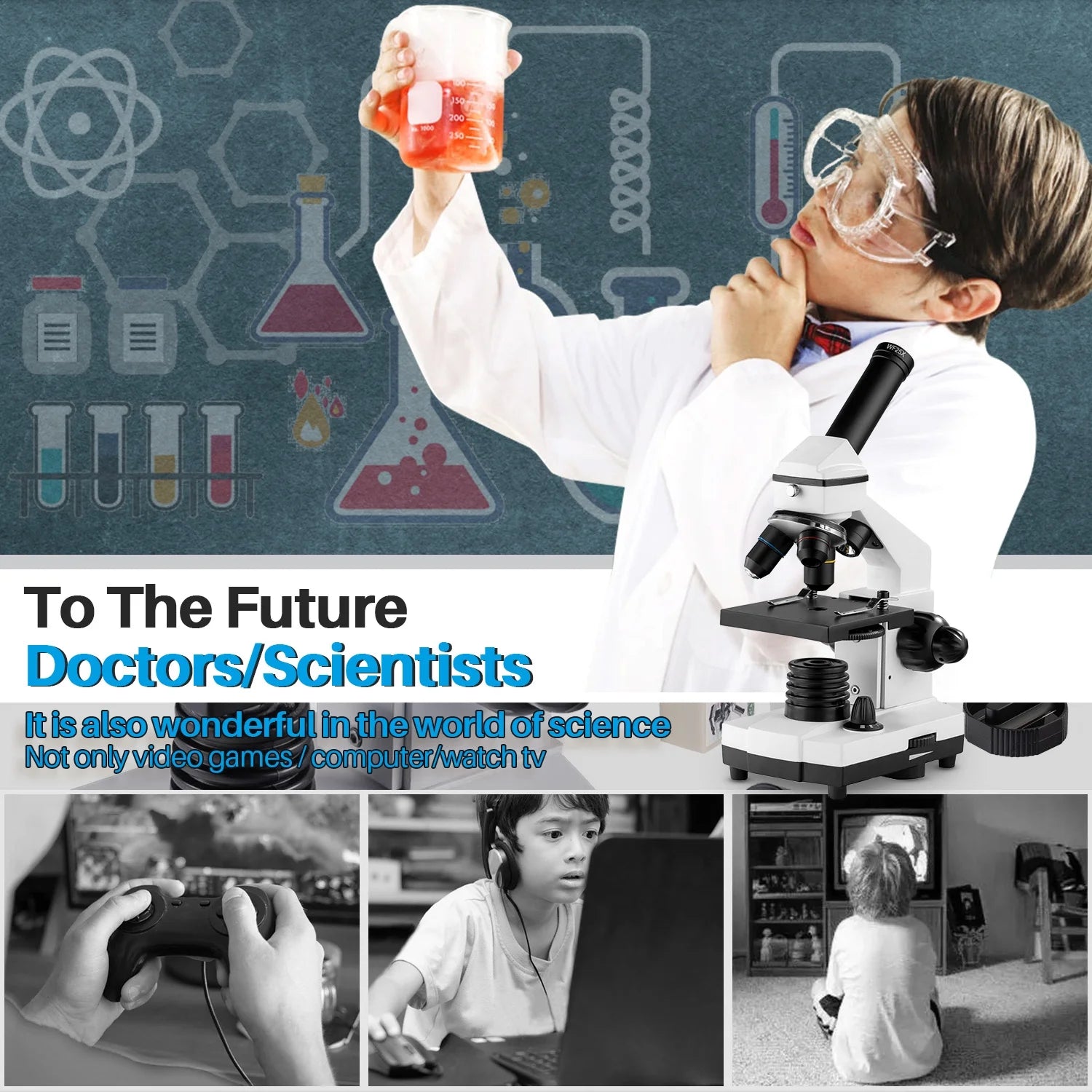 100X-2000X Microscope, Compound Powerful Biological Microscope for Kids Adults