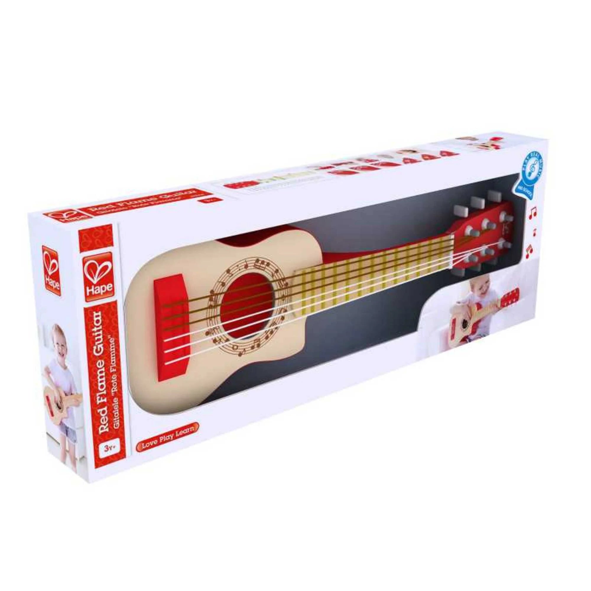 First Musical Guitar: Red Flame - Kid'S Wooden Instrument, 26"