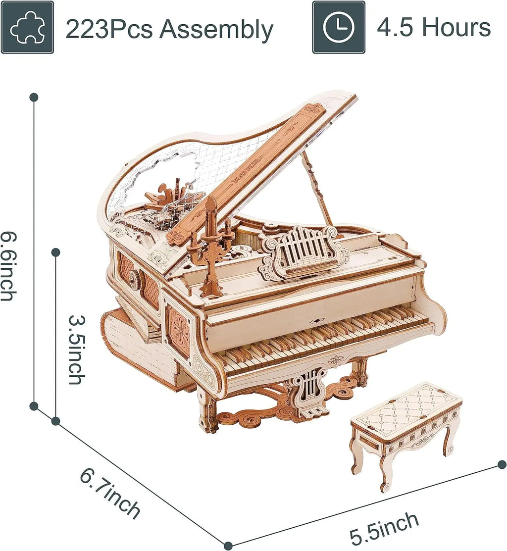 Robotime Magic Piano 3D Puzzles Mechanical 3D Musical Instrument Aesthetic Desk Decor Unique Gift for Men Women AMK81