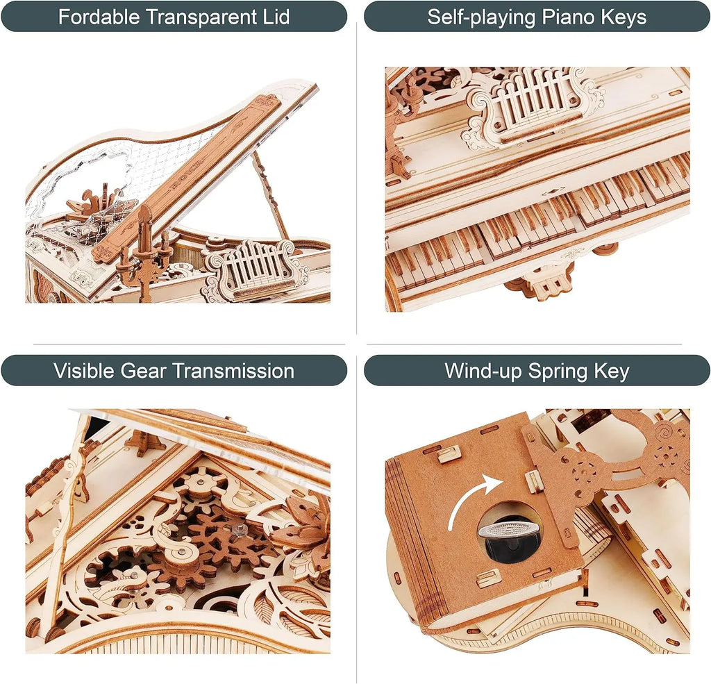 Robotime Magic Piano 3D Puzzles Mechanical 3D Musical Instrument Aesthetic Desk Decor Unique Gift for Men Women AMK81