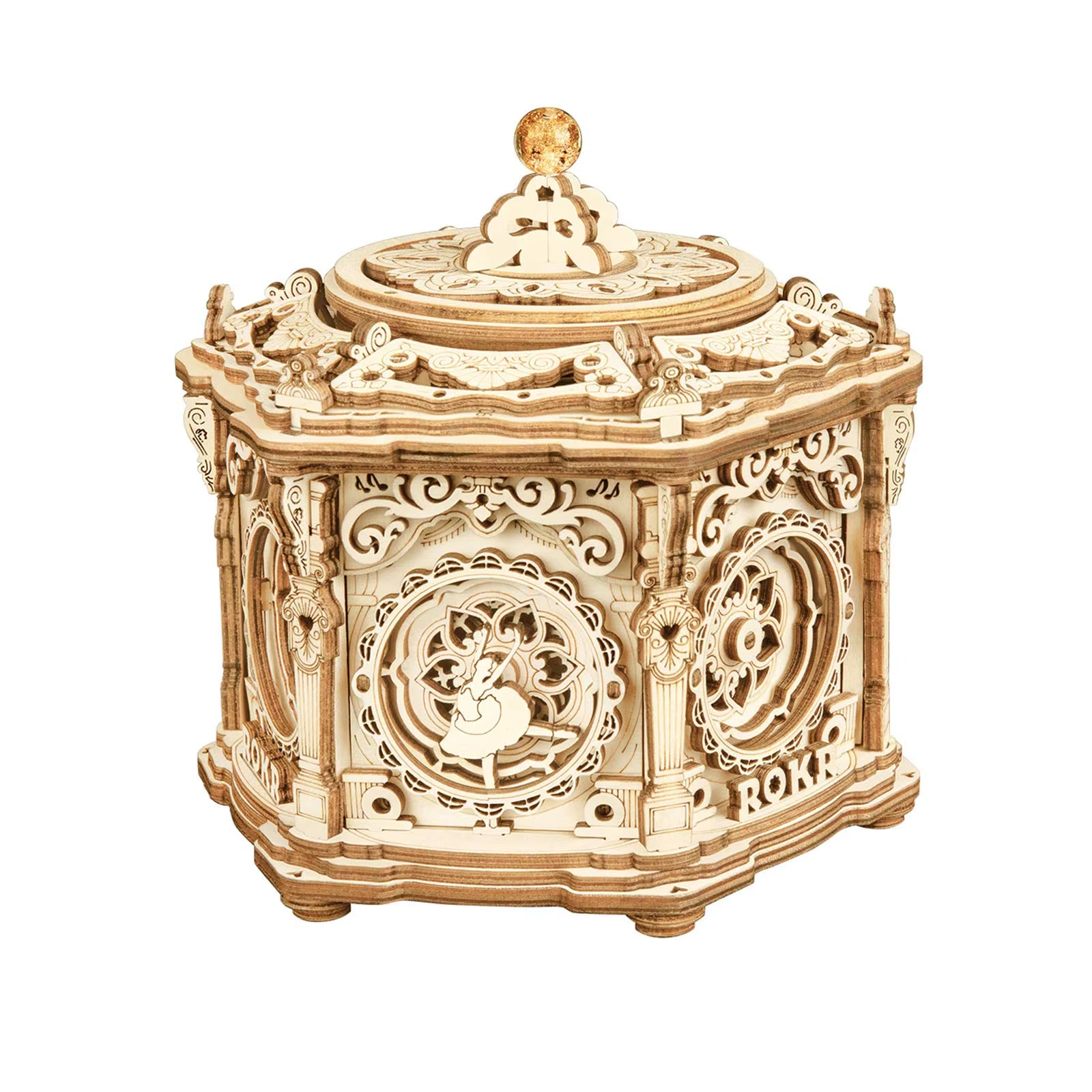 ROKR DIY Mechanical Music Box Kit 3D Wooden Puzzle Box for Adults Self-Assembly Building Project - Secret Garden