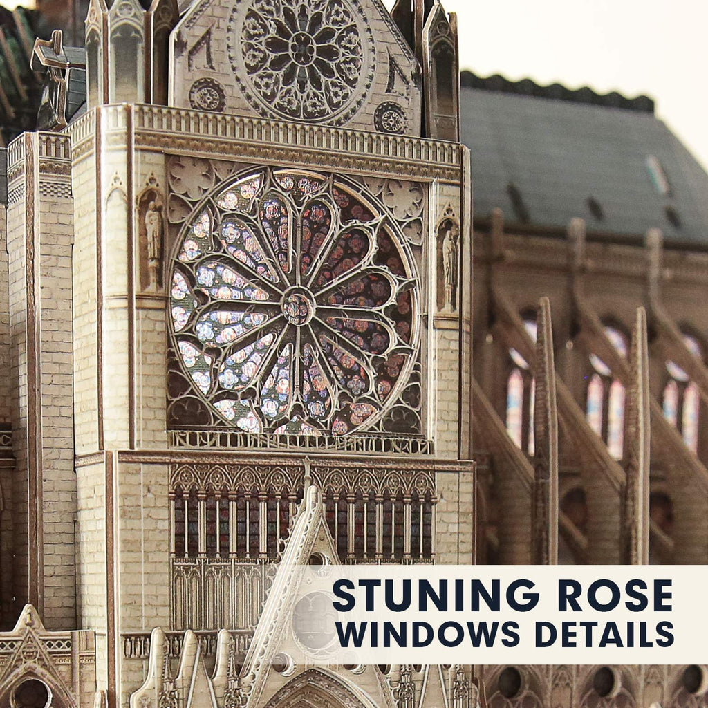 3D Puzzle for Adults Moveable Notre Dame De Paris Church Model Kits Large Challenge French Cathedral Brain Teaser Architecture Building, 293 Pieces Christmas Decorations