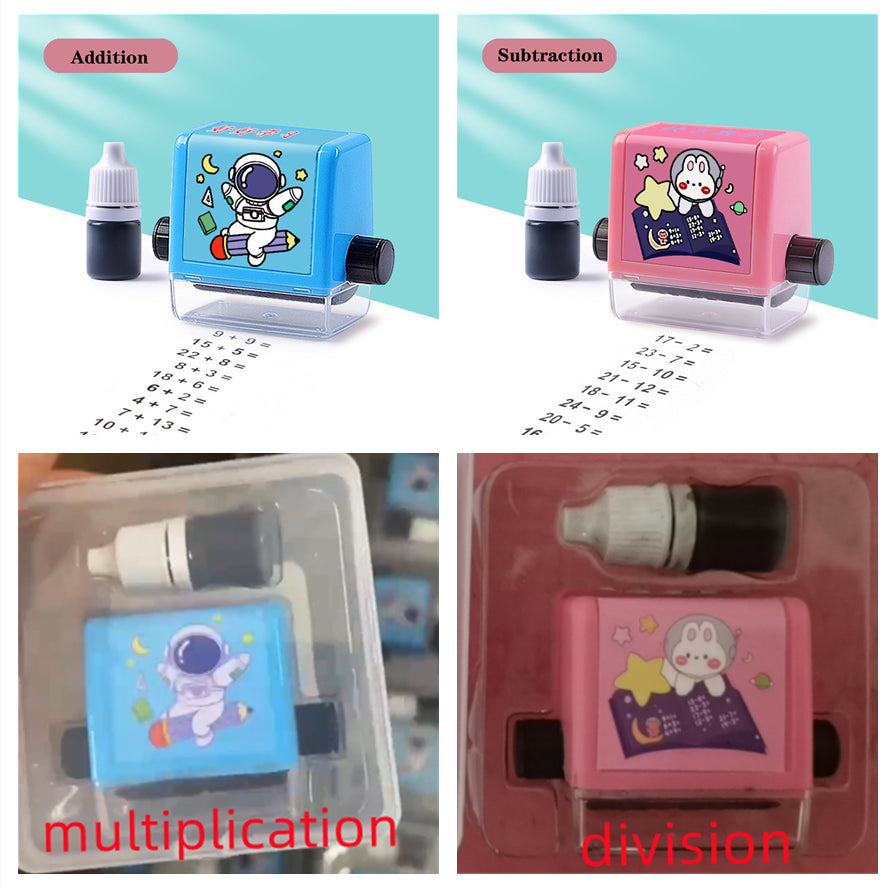Math Roller Stamp Addition Subtraction Multiplication Division Practice Digital Type Mathematical Operation Stamp Pupils Teacher