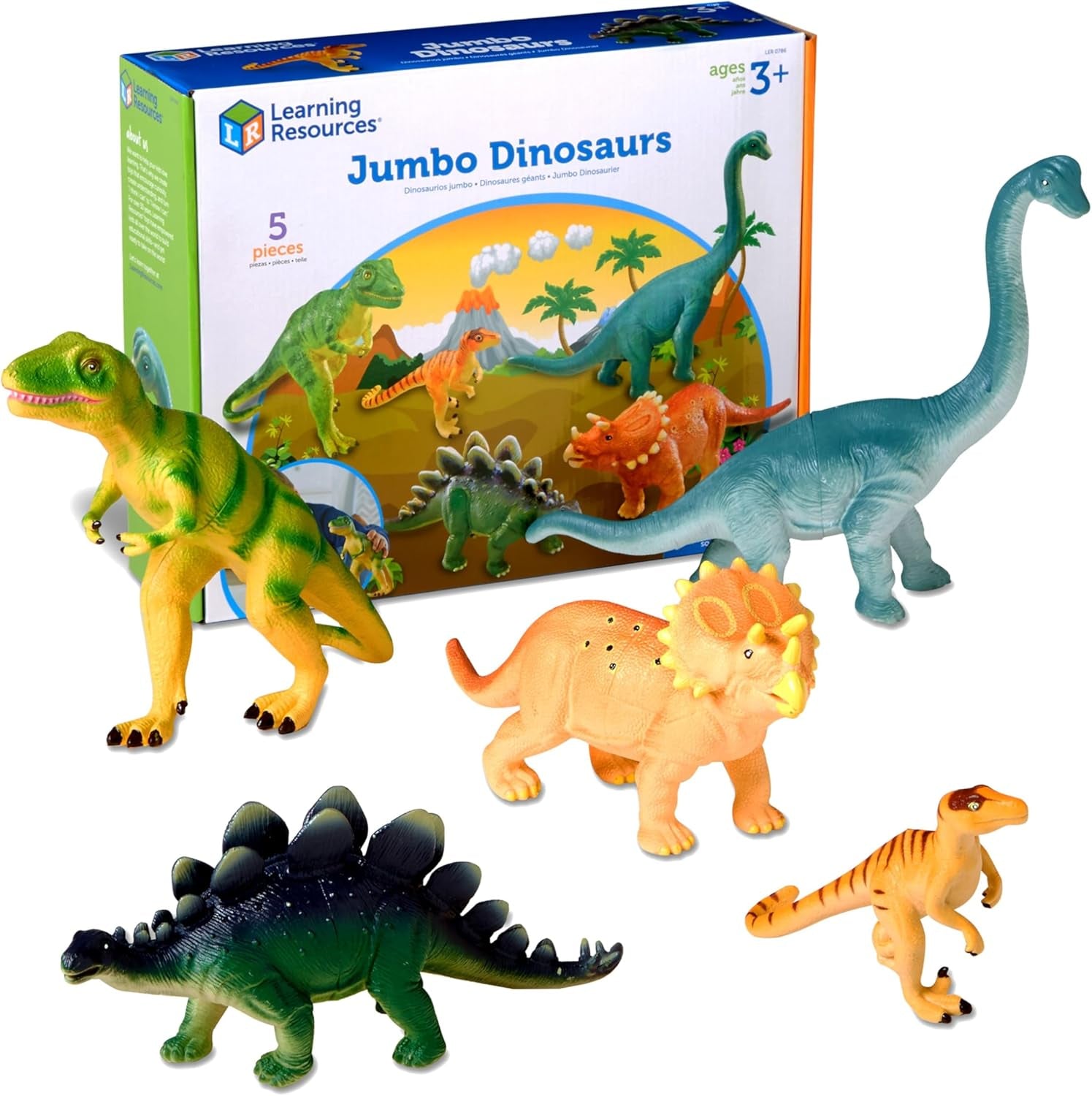 Jumbo Dinosaurs Set 1 - Kids Dinosaur Toys, Large Dinosaur Figures, Figurines for Kids, Toddler Animal Figurines, Dino Bath Toys, Play Dinosaurs, Prehistoric Animals, Dino Gifts