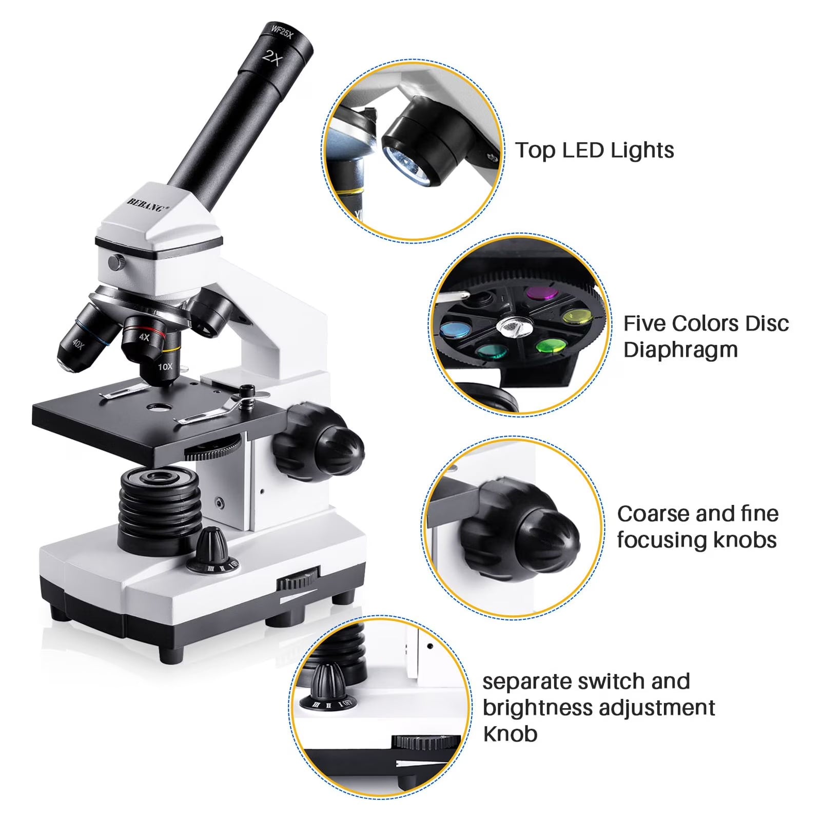 100X-2000X Microscope, Compound Powerful Biological Microscope for Kids Adults