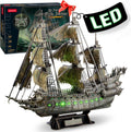 3D Puzzles for Adults Green LED Flying Dutchman, 360 Pieces Pirate Ship Arts & Crafts for Adults Gifts for Men Women Model Kit, Lighting Ghost Ship Easter Gift for Him