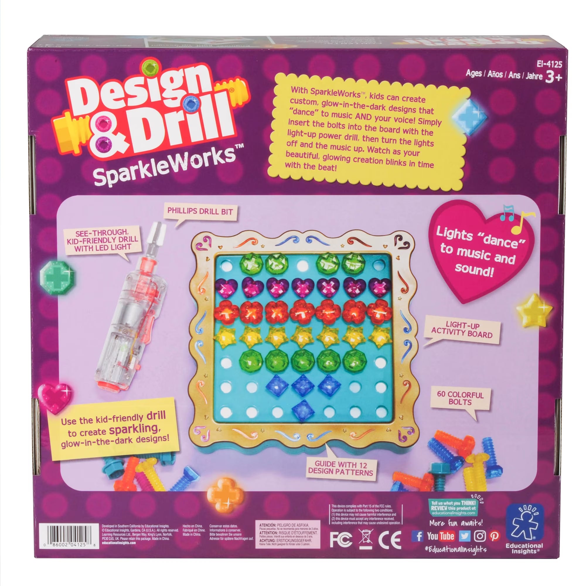 Design & Drill Sparkleworks Toy, with Electric Drill, Preschool STEM & Take Apart Building Toy, Boys and Girls Ages 3 4 5+